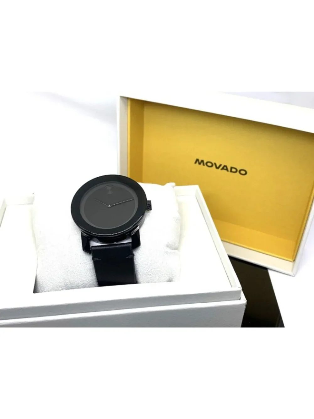 Movado Men's Watch 3600306 Bold Swiss Quartz Black Dial Leather Strap 42mm